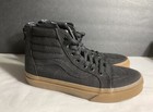 Vans Kids Youth Skateboard Shoes Black Canvas High Top Back Zip Sneakers Size 3