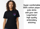 Ink Stitch Design Your Own Custom Logo Texts Stitching Women Cotton Pique Polos