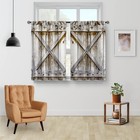 Aimego Farmhouse Country Wood Kitchen Curtains - Wooden Barn Door Vintage Short