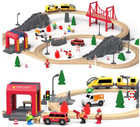 72pc Wooden Train Tracks Lot Railway Pieces Set Play For Thomas The Train Brio