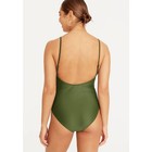 J Crew Scoopneck Safari Green Low Cut Full Coverage One Piece Swimsuit Size 16