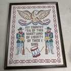 Vintage Usa Patriotic My Country Tis Of Thee Federal Eagle Framed Cross Stitch