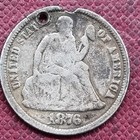 Love Token 1876 Seated Liberty Dime 10c   A M N   Engraved  84604