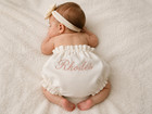 Personalized Baby Bloomers Monogram Name White Cotton Handmade Infant Toddler