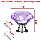30mm Dia Clear Crystal Glass Diamond Shape Cabinet Drawer Knobs Purple 10pcs