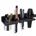 Birdock Wall Mounted Wooden Hair Tool Organizer  Multi-functional Storage Rack