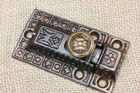 Old Cabinet Catch Pie Safe Cupboard Latch Brass Flower Knob Butterfly Vintage