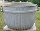 Vintage Galvanized Ribbed Wash Tub Farmhouse Primitive Metal Laundry Bucket
