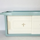 Vintage Mcm Blue Plastic Bathroom Medicine Cabinet Sliding White Doors Storage