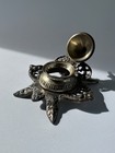 Antique Ornate Cast Brass Inkwell Baroque Victorian Design  No Ink Reservoir