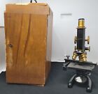 Vintage Bausch Lomb Microscope Brass With Crate Collectible 
