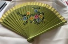 Vintage Hand Painted 2-sided Floral Signed Espana Spain Fan