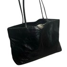 Latico Nj Usa Carmen Black Genuine Leather Shoulder Tote Bag Zipper Floral Lined