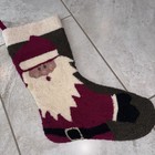 3 Vtg Wool Needlepoint Christmas Stockings Santa Claus Playful Kittens