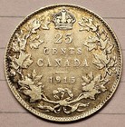 1915 Canada 25 Cents Silver Quarter George V Key Date Xf   Ef   Superb Quality  