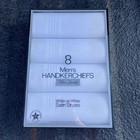 8 Men s Handkerchiefs 50 50 Cotton Made Usa Vintage Nos White On White Stripes
