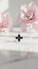 Black Onyx Flower Stud Earrings    tiny Black Stone Earrings     Everyday Wear Studs