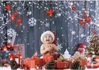 10x8ft Xmas Wood Wall Photo Backdrop Winter Holiday Snowflake Tree Floor Decor
