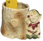 Vintage Pixie Elf Standing By Tree Stump Planter 4 1 2 In Tall X 5 In Wide Base