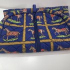 Vtg Heirloom Designs Blue Quilted Equestrian Horse Garment Bag Travel Luggage