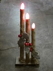 Vintage 1950s Christmas Mirostar Triple Gold Mesh Electric Candles Red Bulbs