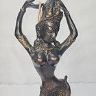 Vintage Brass Bronze Dancing Apsara Statue Hindu Goddess Figure Dark Patina 15in
