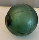 Great Vintage Green Japanese Handblown Glass Fishing Float 3  Makers Mark  2 