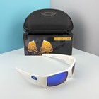 Oakley Gascan Oo9014 Sunglasses White Frame Blue Mirror Lenses Wraparound Style