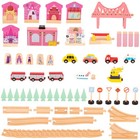 75pc Wooden Train Set With Train Table Wooden Train Track Set Kids Toy