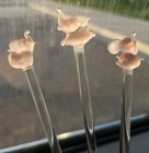 Handblown Pink Satin Elephant Glass Swizzle Sticks 3 8  Cocktail Drink Stirs