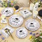 Hsei 250 Pcs Wildflower Graduation Disposable Plates And Napkins Floral Congr   