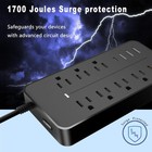 8-outlet Power Strip Surge Protector 3 Usb   Type-c Port 2000w 110v 10a W  Light