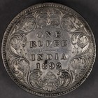 1892 C India British Silver Rupee
