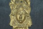 Antique Victorian Woman Ornate Brass  Decorative Plaque Hardware Marked R 