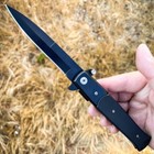9  Italian Milano Stiletto Tactical Spring Assisted Open Pocket Knife G10 Black