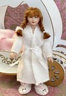 Dollhouse Miniature Artisan Posable  Porcelain Doll Teen Girl Bunny Slipper 1 12