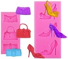 2 Pieces Handbag Clutch Bags Purses And High-heel Shoe Silicone Mold For