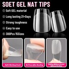 300pcs Xs Coffin Fake Nails  Clear Nail Tips Full Cover Soft 