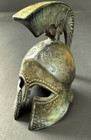 Ancient Greek Miniature Bronze Helmet With Crest Museum Replica 3  Tall