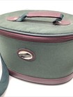 Vintage American Tourister Train Case Green   Brown Oval Makeup Travel Bag