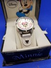 Womens Disney Minnie Mouse Wide Cuff With White Leather Band Hearts Watch