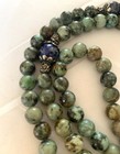 108 Green Turquoise Jasper Bead Meditation Prayer Necklace Sterling Silver Lapis