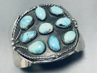 Huge Vintage Navajo Turquoise Sterling Silver Signed Bracelet