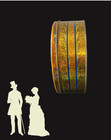 Vintage Hostess Holiday Fruit Cake Tin Victorian Lady Gold Blue Decorative Tin