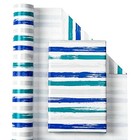 Reversible Blue Wrapping Paper - 17x394 Inch  pack Of 1  Lines - Blue   Navy