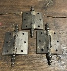 3 Antique Door Hinges 3    X 3    Steeple Top Victorian Iron Eastlake Lines 19th C