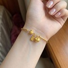 Gold Plated Thin Bangle Bracelet Chinese Style Tag Charm Women