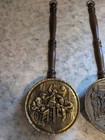 2-antique British Brass Bed Warmer With Wooden Handle  Made In England