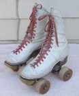 Vintage Betty Lytle By Hyde White Roller Skates W  Wood Wheels Women s Size 5