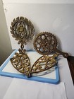 Vtg Solid Brass Trivets Lot  4  Ornate Mcm Granny Core Cabin Farmhouse  See Info